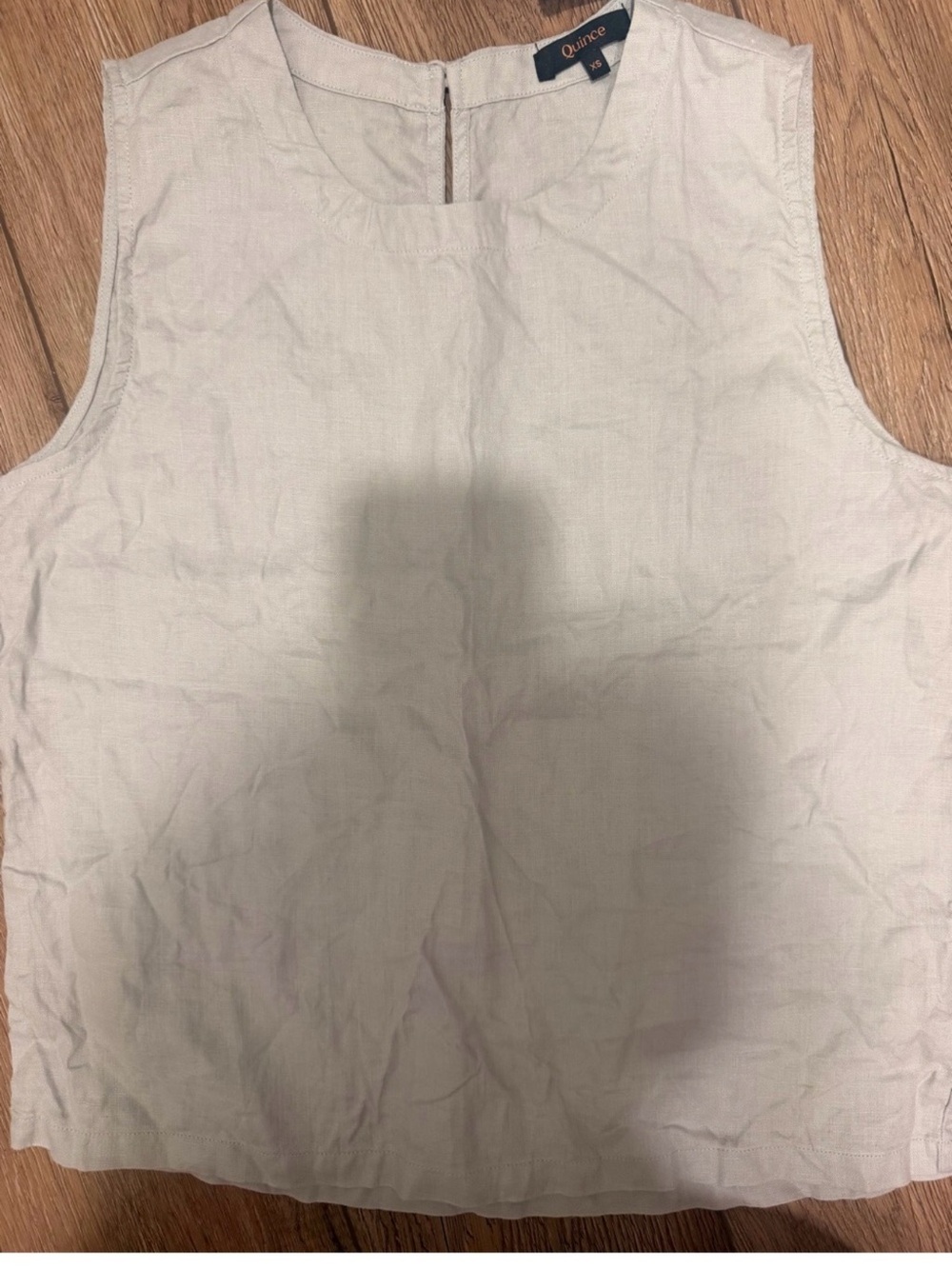 Quince Sleeveless Linen-Blend Shell Top in Light Grey